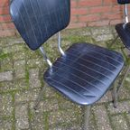 Twee Retro Soudexvinyl Stoelen Skai Leder Zwart, 3 Stuks thumbnail 5