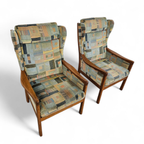 2 X Casala Wingback / Lounge / Armchair In Top Condition / 4 Small Cushions / 1960s thumbnail 2