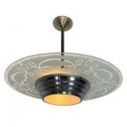 Art Deco Hanglamp Met Glazen Schijf, Jaren 30 thumbnail 2