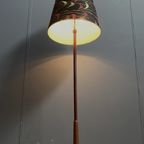 Danish Teak Floor Lamp With Black And Red , Yellow Shade 1960S thumbnail 5