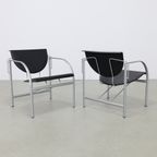 2X Postmoderne Fauteuil “Kokatu” Leer M.A. Ciganda Akaba, 1980S Zwart thumbnail 2