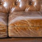 Vintage Chesterfield 2 Zits Bank Antiek Vintage Look Cognac thumbnail 4