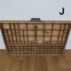 Brocante, Bruine Antieke Houten Letterbak, Wanddecoratie J thumbnail 5