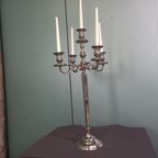 Vintage Vernikkelde Kandelaar Met 5 Armen thumbnail 2