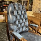 Stoere Engelse Springvale Chesterfield Fauteuil Model Library Jeans Blauw thumbnail 6