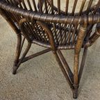 Vintage Rotan/Bamboe Lounge Chair Met Leren Kussens, Jaren 60, Togeschreven Aan Rohé Noordwolde thumbnail 17