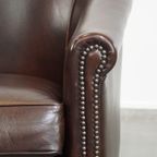 Zeer Mooie En Heerlijk Comfortabele Donkere Rundleren Clubfauteuil In Engelse Stijl thumbnail 10