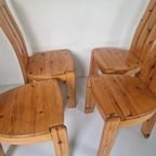 4 Massief Grenen Scandinavische Brutalist Vintage Stoelen. thumbnail 6