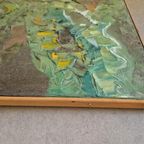 Mid Century Olieverf Op Linnen Schilderij Zonnebloemen thumbnail 3