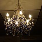 Vintage Kobalt Blauwe Murano - Glas En Kristal - Kroonluchter Met Kralen thumbnail 20