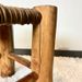 French Stool In Solid Elm And Rattan, 1950