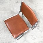 Vintage Italiaanse Vaghi 601 Linea Uno Arch Stoel Opnieuw Bekleed Met Leer. thumbnail 8