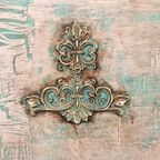 Shabby Chic Kast/Vintage Look Dekenkist In Old White En Turquoise thumbnail 3