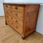 Vintage Antiek Dressoir Commode Ladekast Met Marmer Blad 810 thumbnail 4