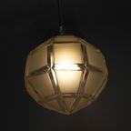 Art Deco Hanglamp Met Achthoekige Matglazen Kap thumbnail 12
