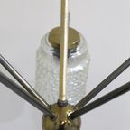 Vintage Plafondlamp, Kroonluchter - Jaren '60, Messing, Glas thumbnail 9