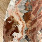 Round Red / Pink Marble Coffeetable With Mid Century Wood Base thumbnail 8
