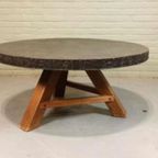Vintage Brutalist Salontafel, Rond thumbnail 12