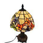 Tiffany Style Table Lamp - Stained Glass Shade And Decorative Base - Ca. 1980’S (No Cracks) thumbnail 3