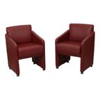 Vintage Koppel Rode Zetels Fauteuils Hoogwaardig Kunstleder thumbnail 4