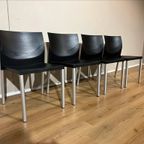 4X Leolux Myto Eetkamerstoelen - Zwart - Kunststof - Design thumbnail 4