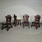 4 X Brutalist Oak Dining Chairs / 60's thumbnail 23
