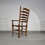 Set Of 4 Oak, Rustic, Farmhouse, Ladderback Dining Chairs With Rush Seats 1960s thumbnail 14