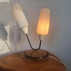 Zeldzame Jaren 50 Teak Melkglas Tafellamp Vintage Design thumbnail 2