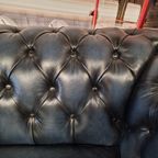 Chesterfield Brighton Antiek Blauw 6-zits Bank Leer thumbnail 8