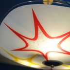 Ceiling Lamp By Inva In White Glass Red And Yellow Stars 1960S thumbnail 11