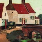 Schilderij Brugge Door Charles Lebon, 1931 thumbnail 7