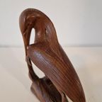 Teakhouten Artdeco Vogel Beeld Vintage Beeld thumbnail 8