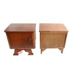 2 Vintage Nachtkastjes Met Prachtige Knoppen, Jaren '40/'50 thumbnail 2