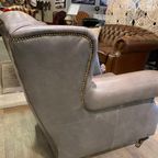 Stoere Industriële Vintage Chesterfield Fauteuil Grijs thumbnail 4