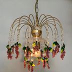 Vintage Roze Druiven Kroonluchter Hanglamp Kristal Geblazen thumbnail 9