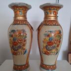 2 Vintage Oosterse Vaasjes, Prachtige Kleuren En Goud thumbnail 4