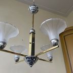 Lamp Art Deco 1930 Modernistisch 4 Arms Matglazen Schalen thumbnail 3