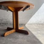 Vintage Round Pine Wood Table 70'S. thumbnail 3