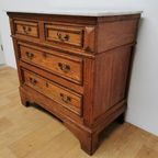 Vintage Frans Dressoir Commode, Ladekast Badkamermeubel Met Marmer Blad 207 thumbnail 8