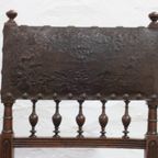 Set Of 3 Renaissance Chairs In Oak And Embossed Leather, 19Th Century, Belgium Prijs/Set thumbnail 11