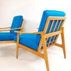 2 Fauteuils Blauwe Wollen Ploegstof | Wol Blauw thumbnail 6