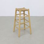 4x Vintage Barkruk Hout En Riet 1970s thumbnail 3