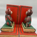 Vintage Set Boekensteunen Hout Beer Indonesië thumbnail 14