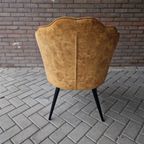 Schelp Fauteuil Oker Goud Kleurige Retro Stoel thumbnail 6