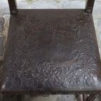 Set Of 3 Renaissance Chairs In Oak And Embossed Leather, 19Th Century, Belgium Prijs/Set thumbnail 21