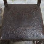 Set Of 3 Renaissance Chairs In Oak And Embossed Leather, 19Th Century, Belgium Prijs/Set thumbnail 18