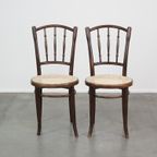 Set Van 2 Originele Vintage Thonet Bistro Design Stoelen thumbnail 2