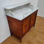 Vintage Antiek Dressoir Commode Ladekast Badkamermeubel Met Marmer Blad 701 thumbnail 9