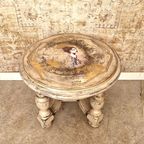 Hout Tafel In Roze / Vintage Look Salontafel/ Uniek Handbeschilderde Tafel thumbnail 6