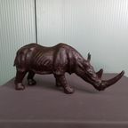 Grote Zeer Decoratieve Leren Neushoorn thumbnail 8
